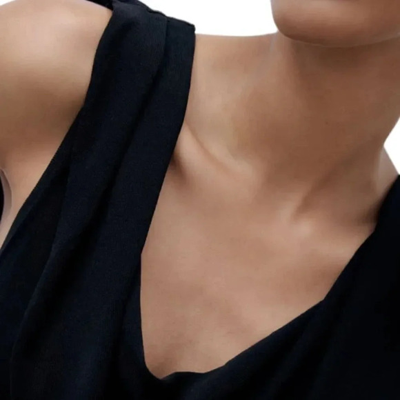 ZARA | Black | FLUID NECKLINE LONG KNIT DRESS - Picture 9 of 9
